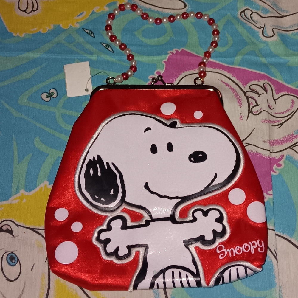 New 2010 Snoopy Mini Handbag Purse Pearl Handle Vintage Peanuts